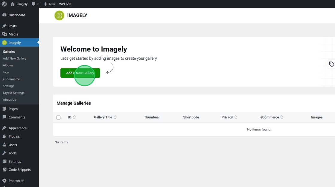 add new gallery button
