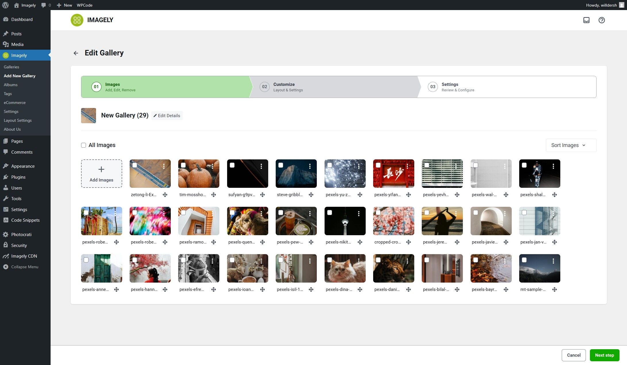 customize gallery tab