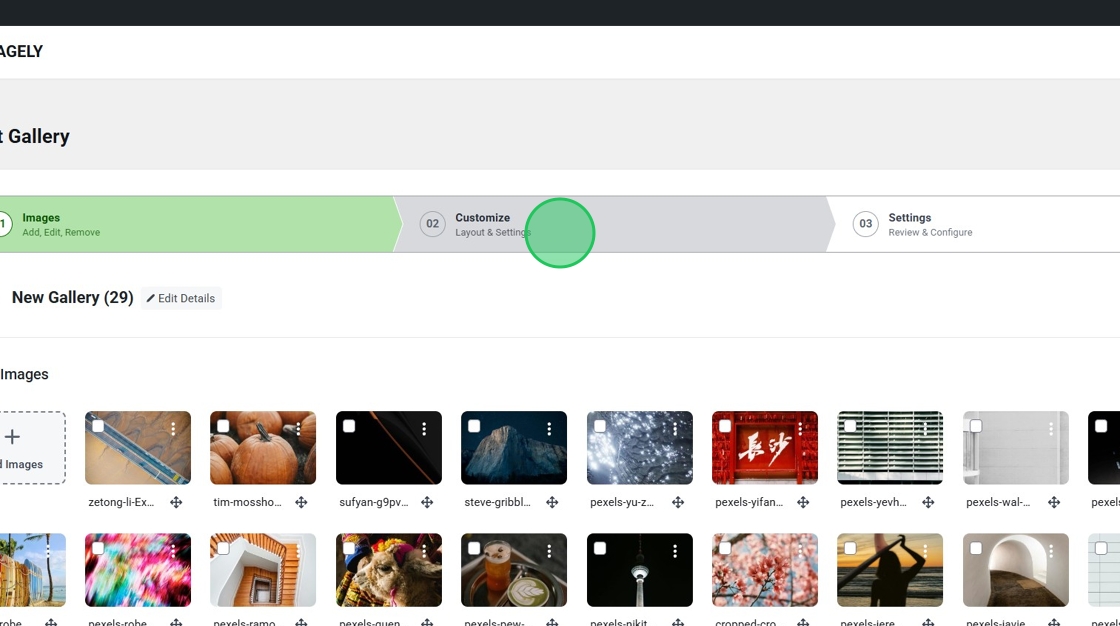 customize gallery tab