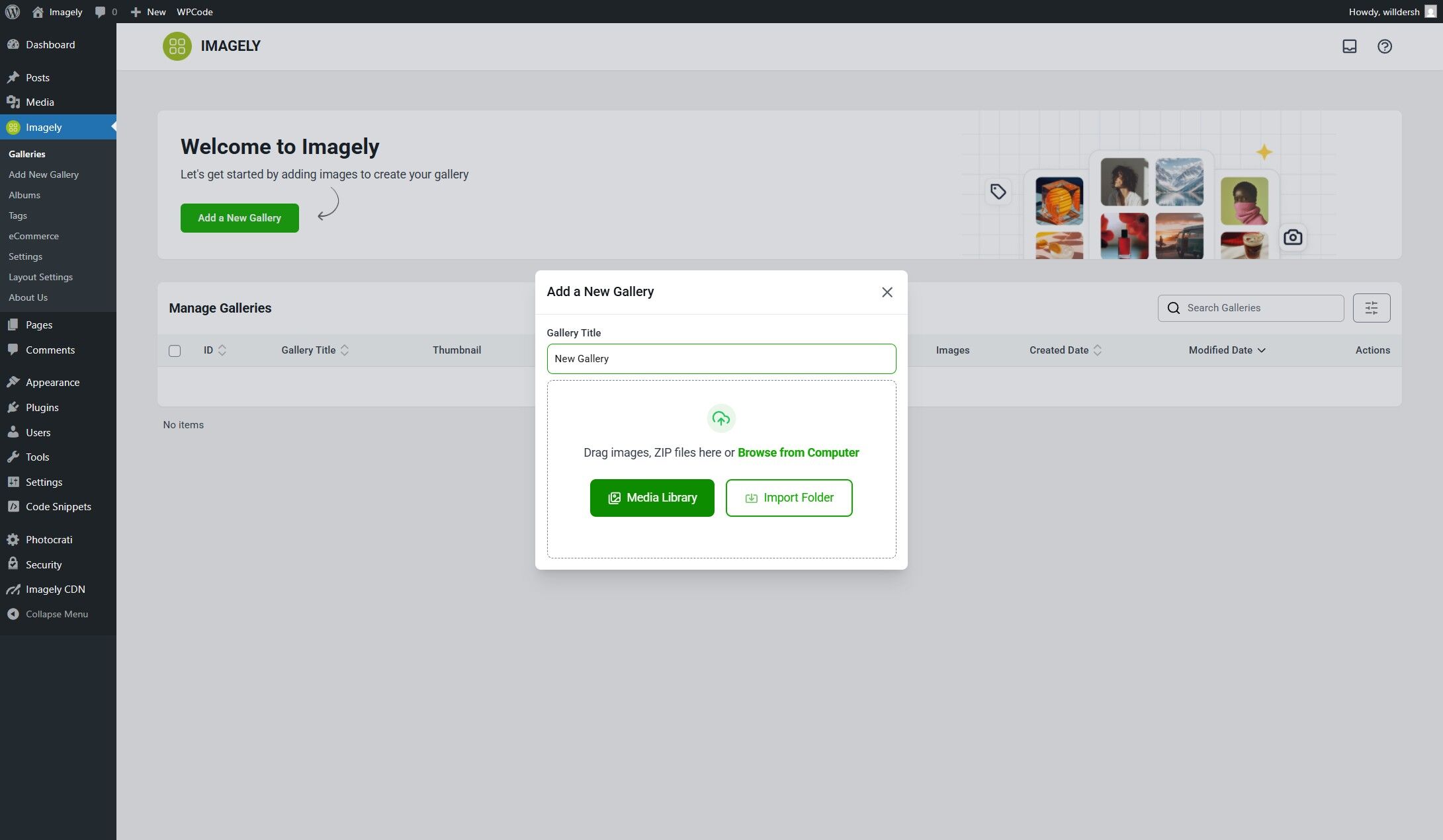 upload and select images