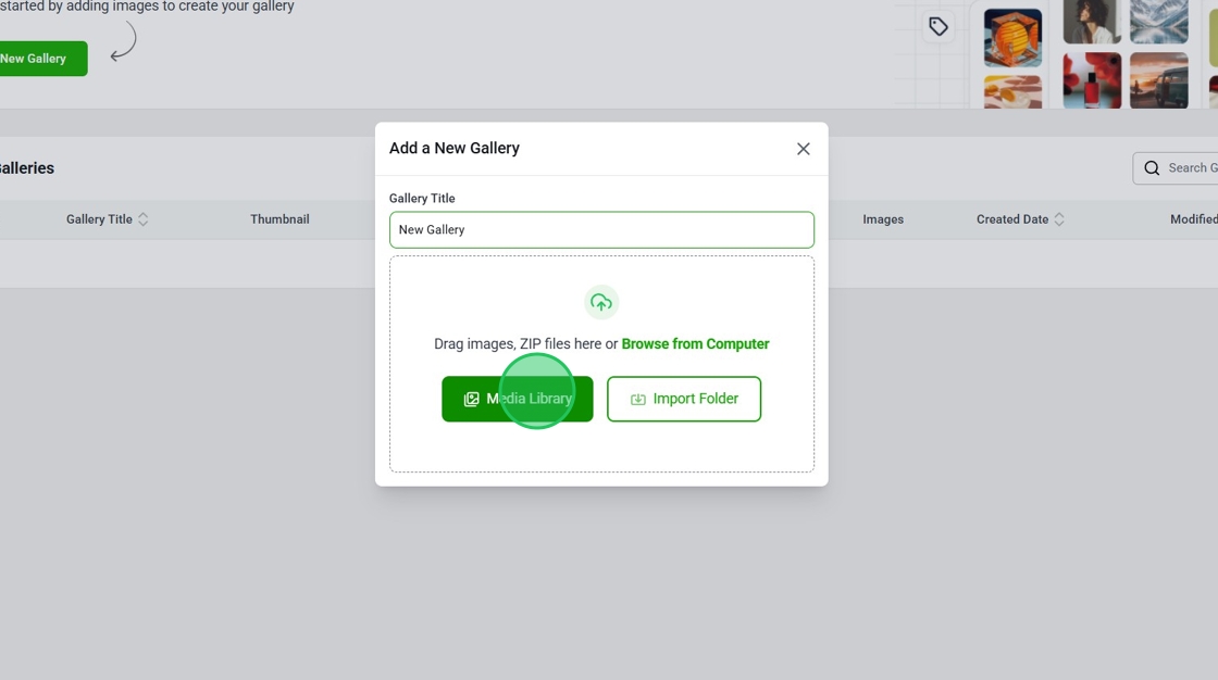 upload and select images