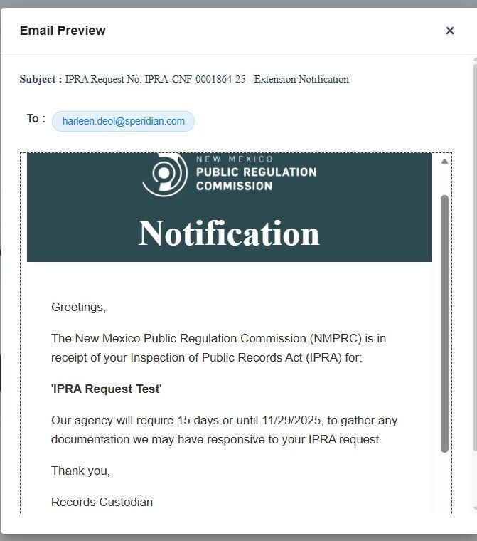Extension request email
