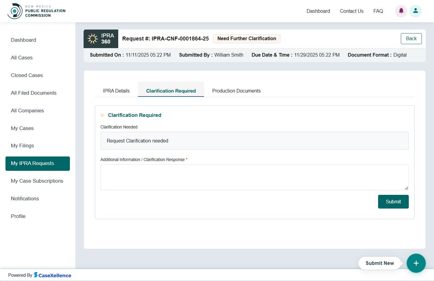 Clarification response form