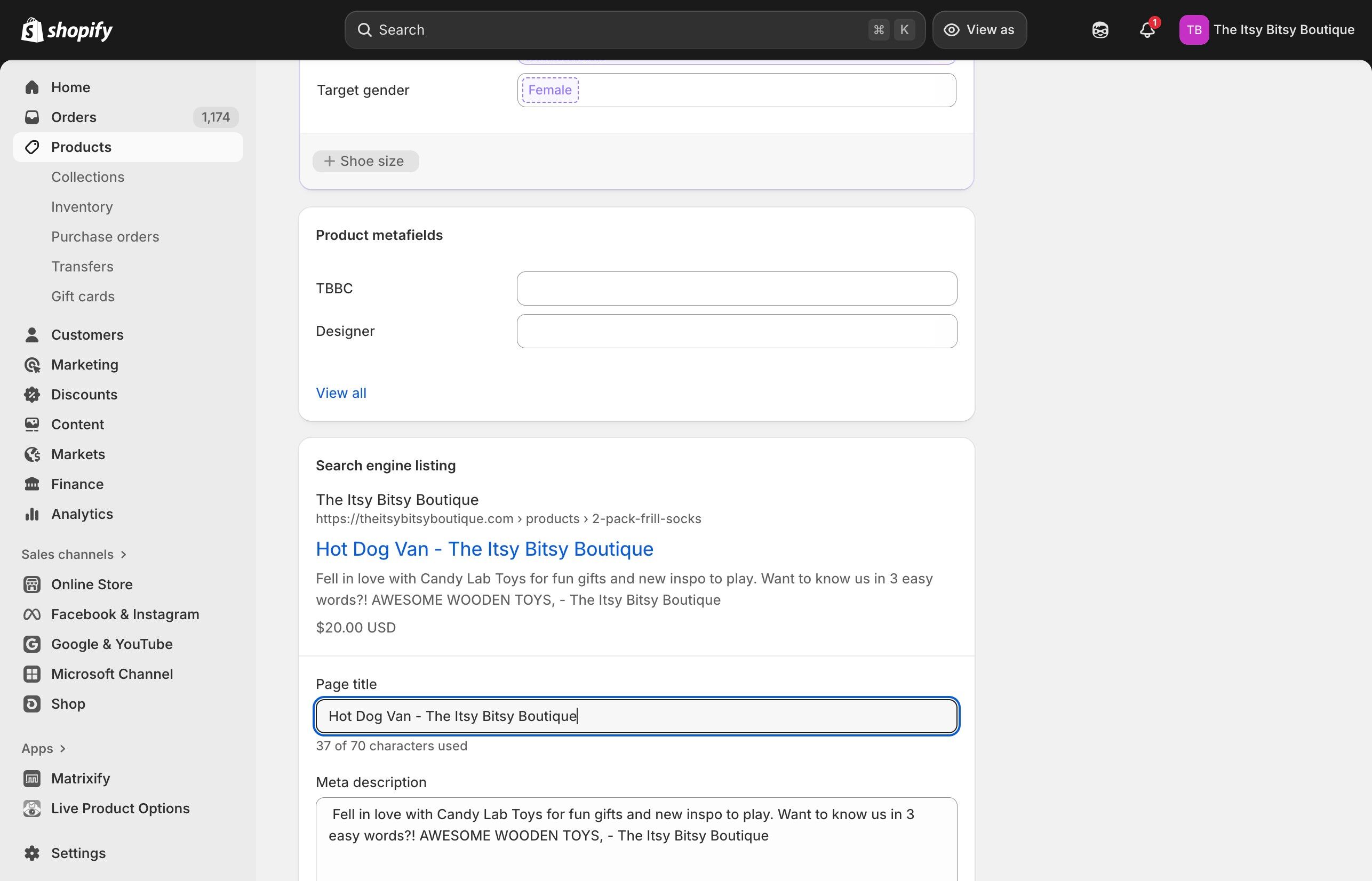Page title field location