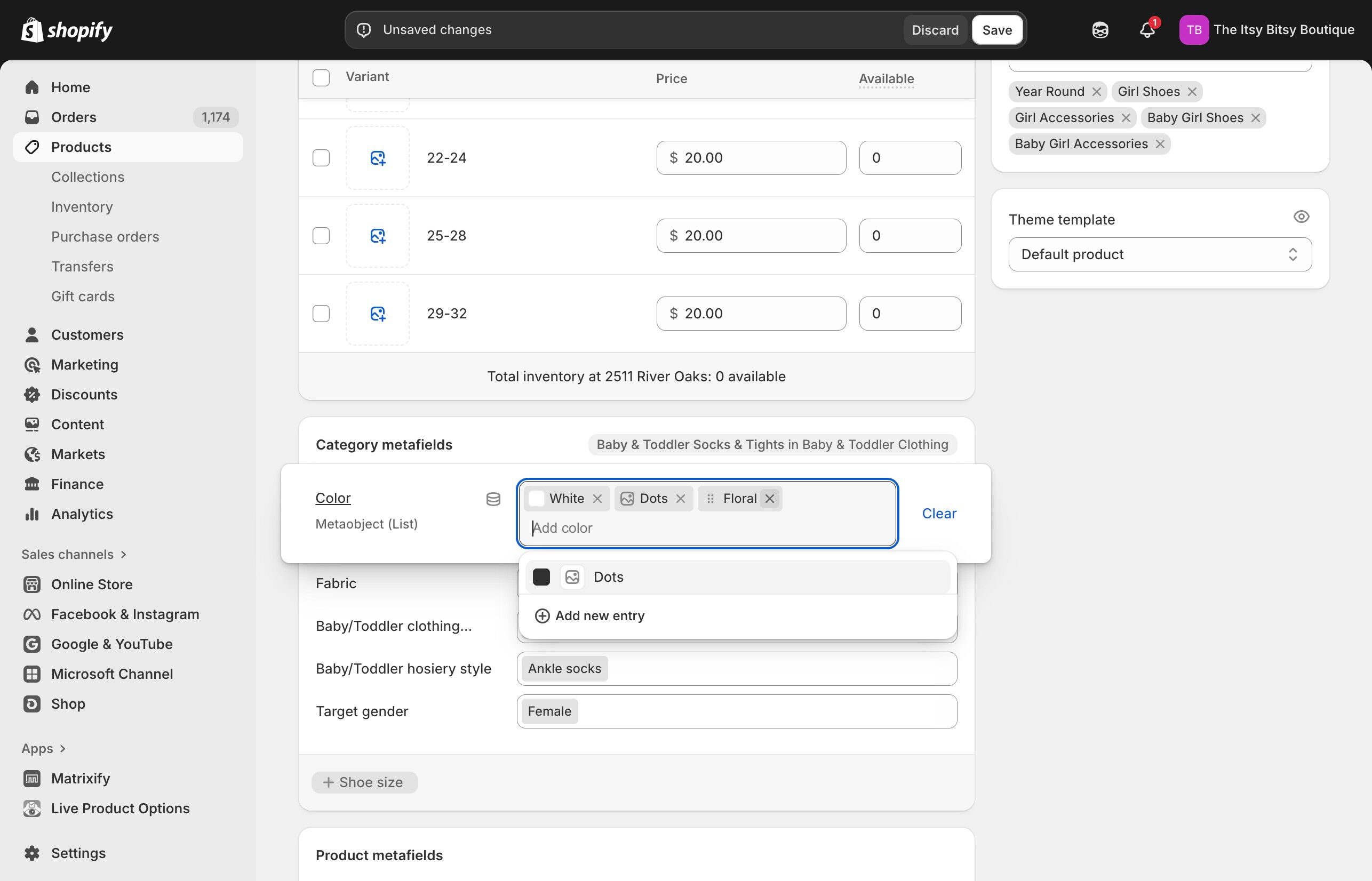 Editing color attribute field