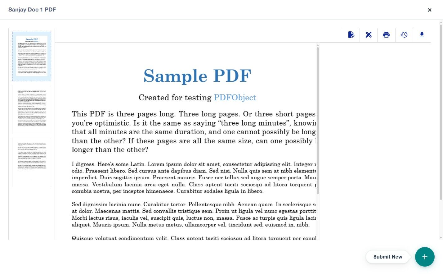 Document viewer screen
