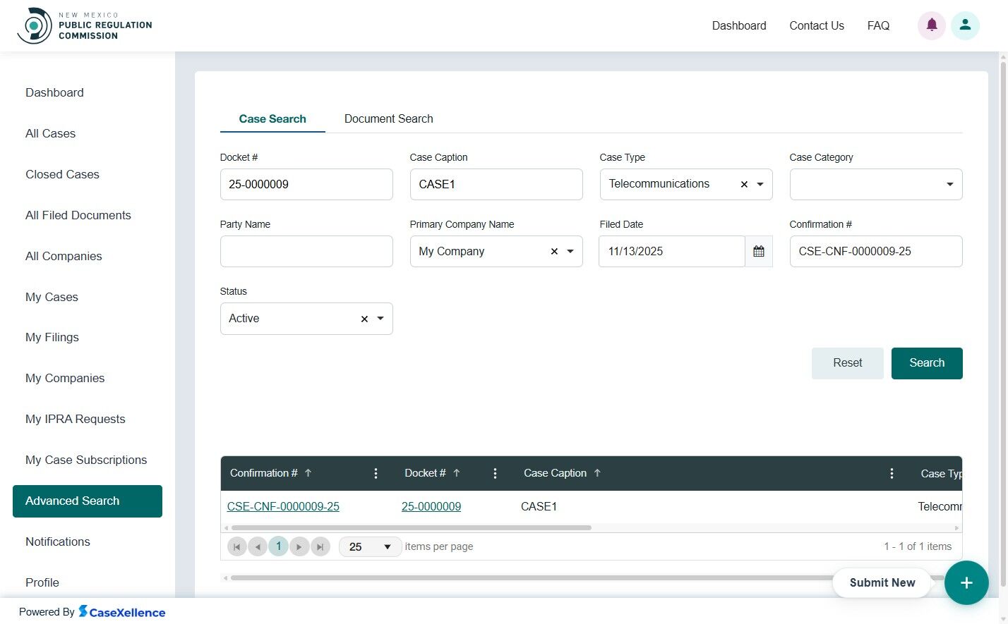 Docket search action buttons