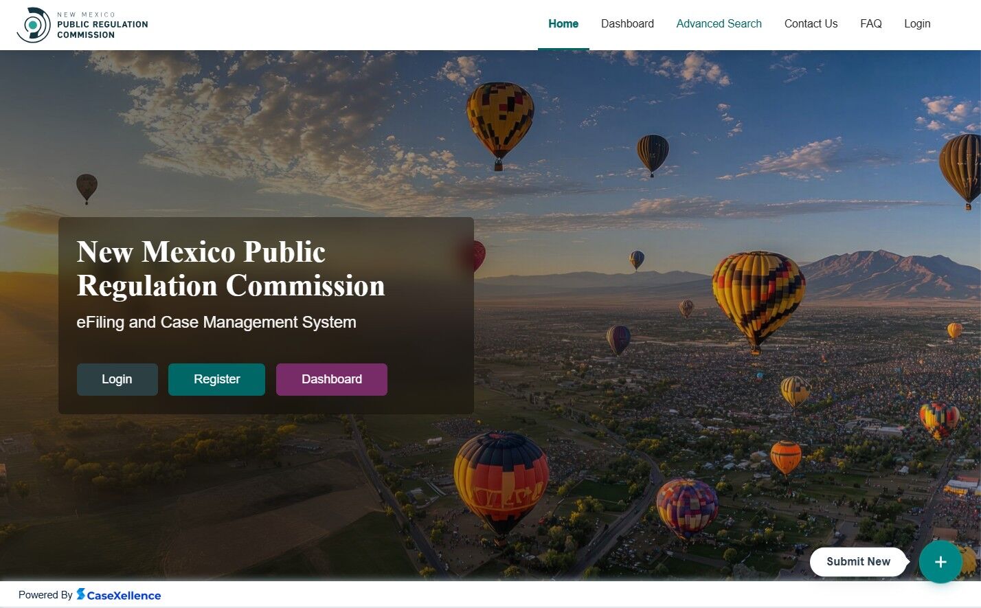 NMPRC landing page with Advanced Search option