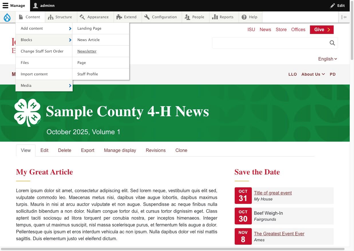 Creating a Newsletter | Iowa State University Extension and Outreach Theme