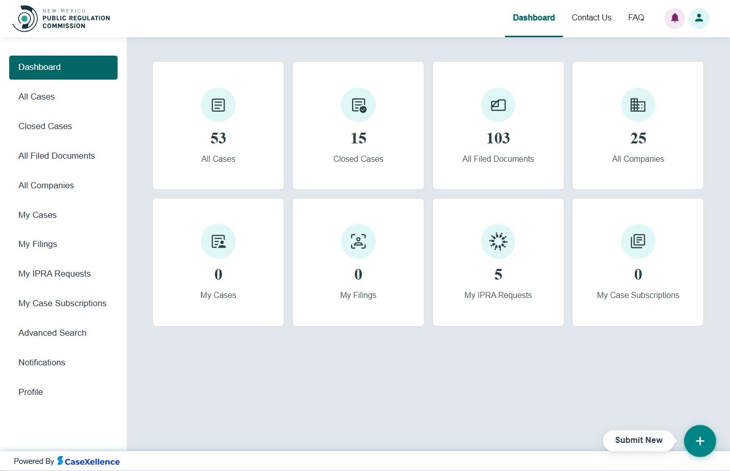 User dashboard after login