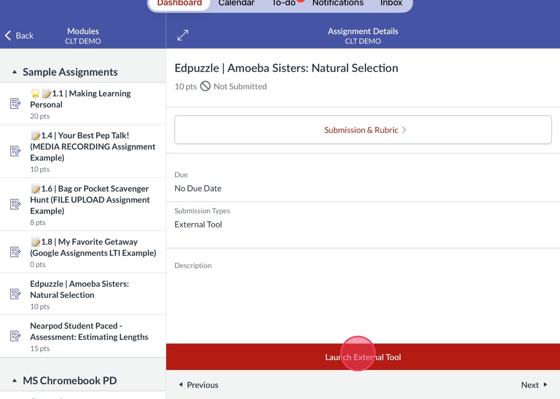 Interface of an online assignment page titled "My Favorite Getaway" with tasks list on left.