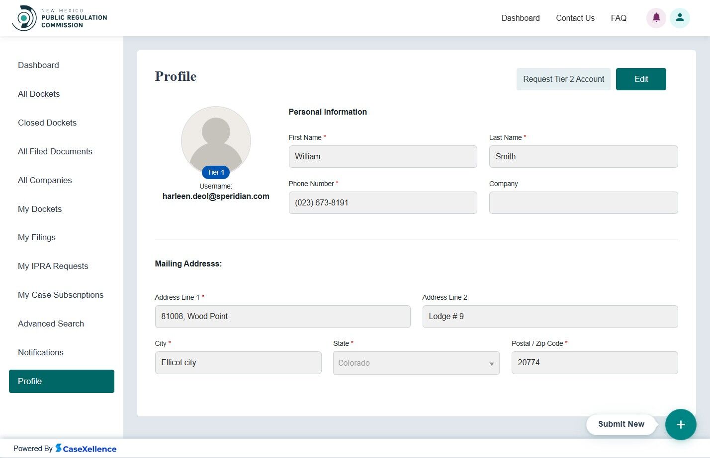 Tier 1 User Profile View