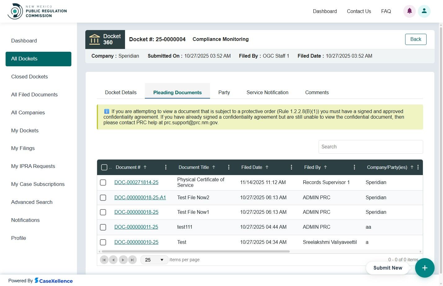 Pleading Documents Tab