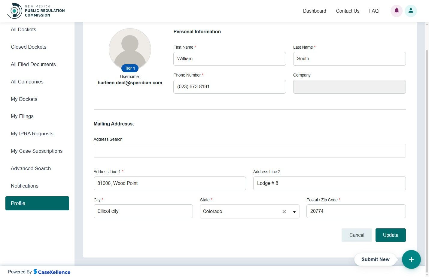 Update Profile Information