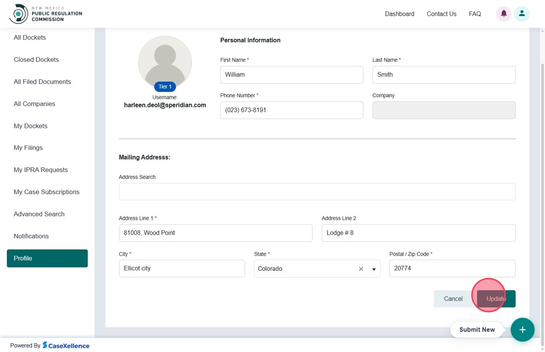 Update Profile Information