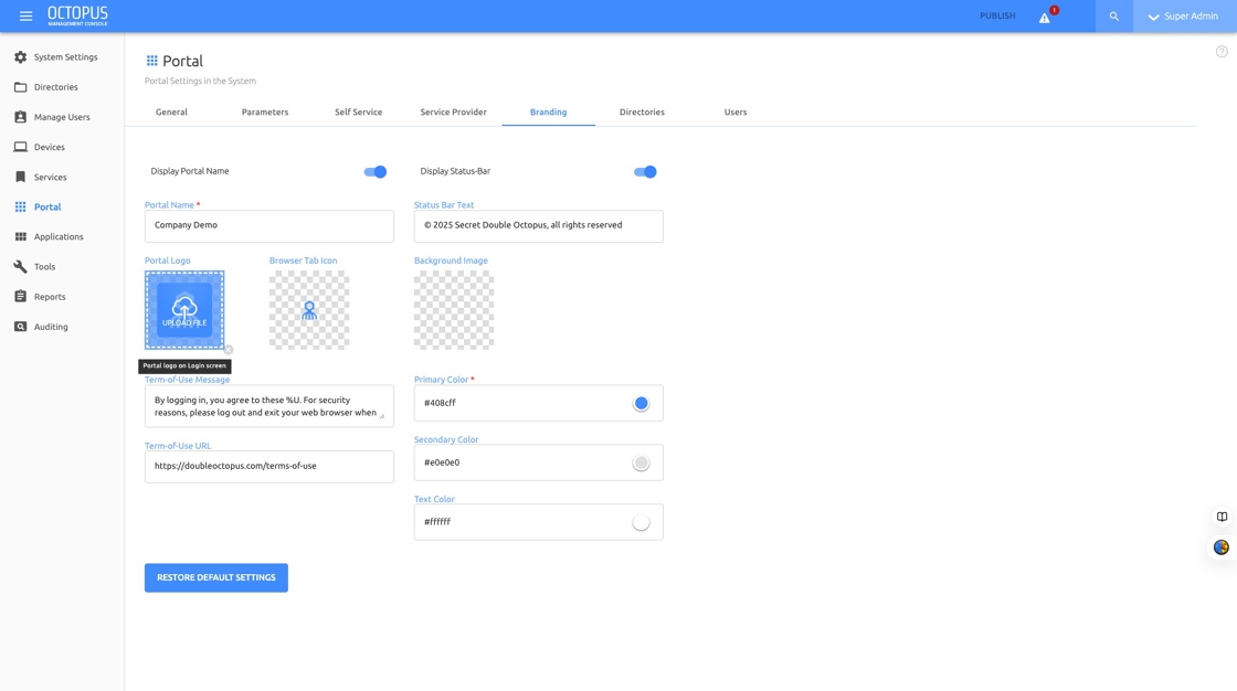 Full branding page view