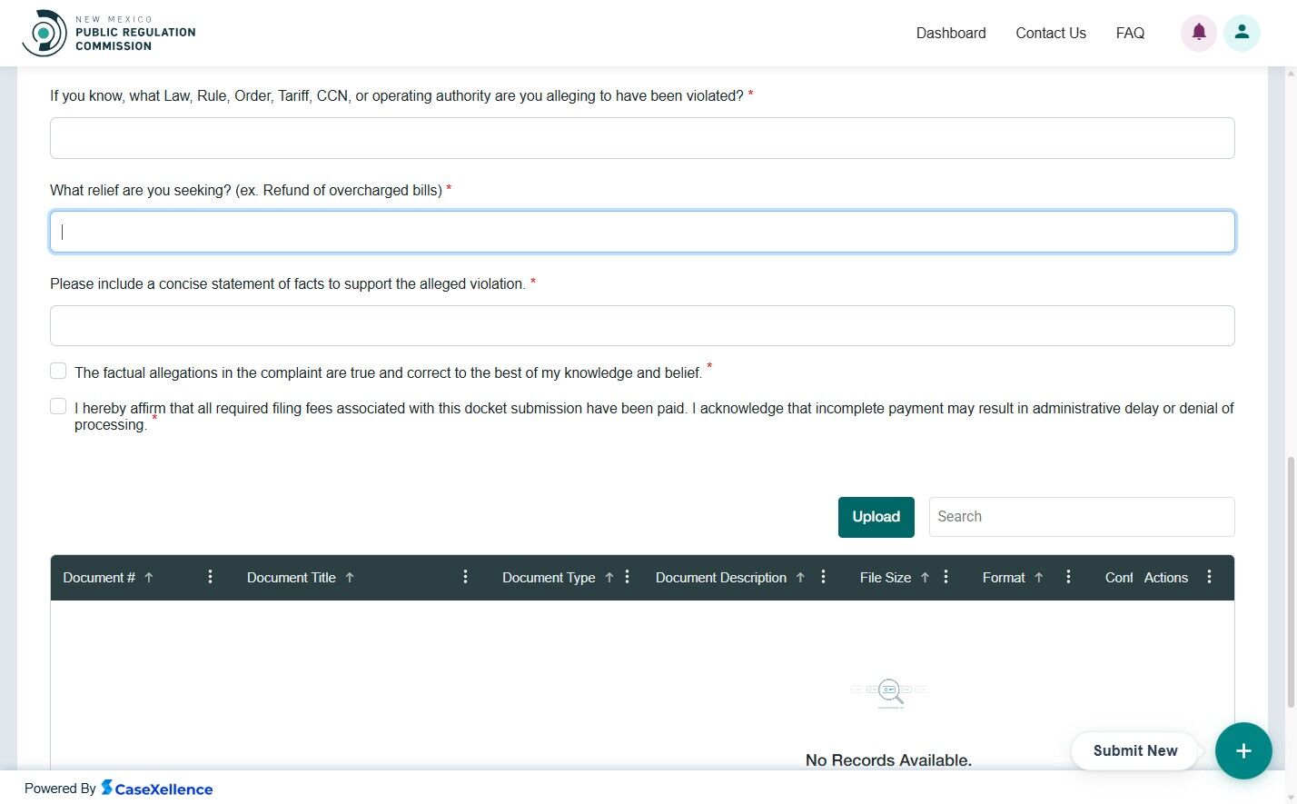 Certification checkbox