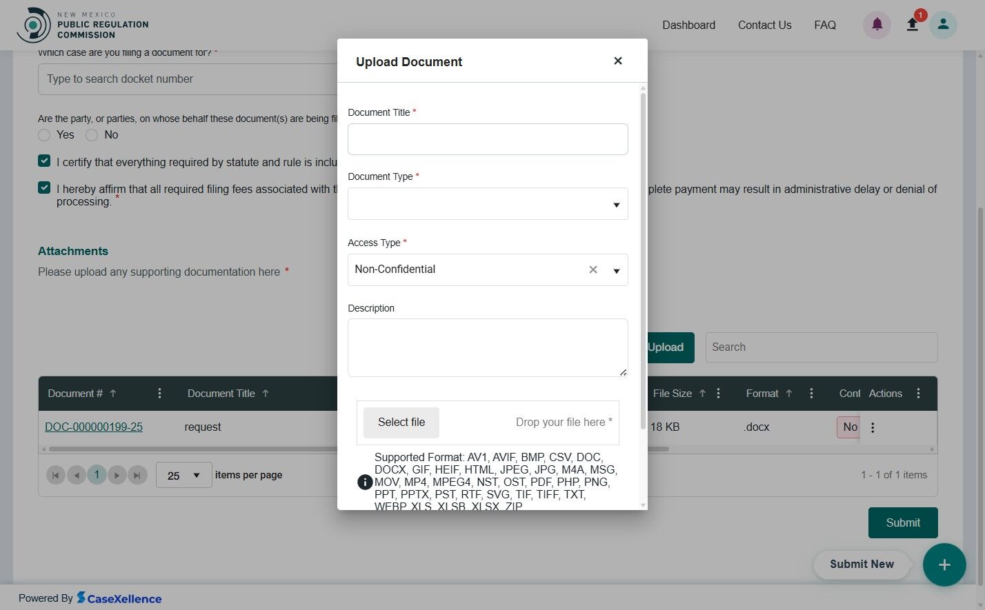 Document upload form