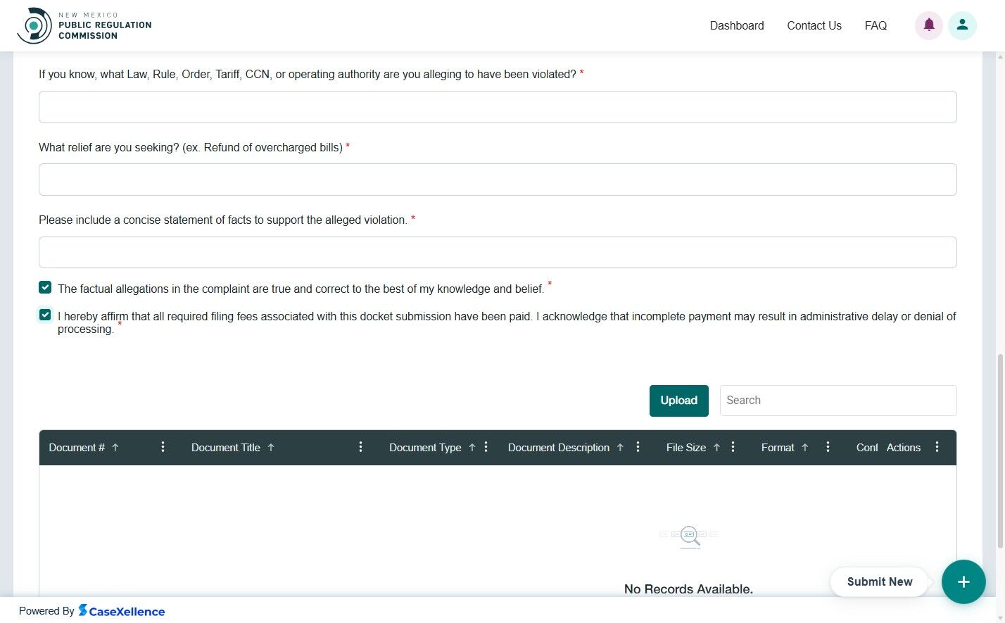 Certification checkbox selected