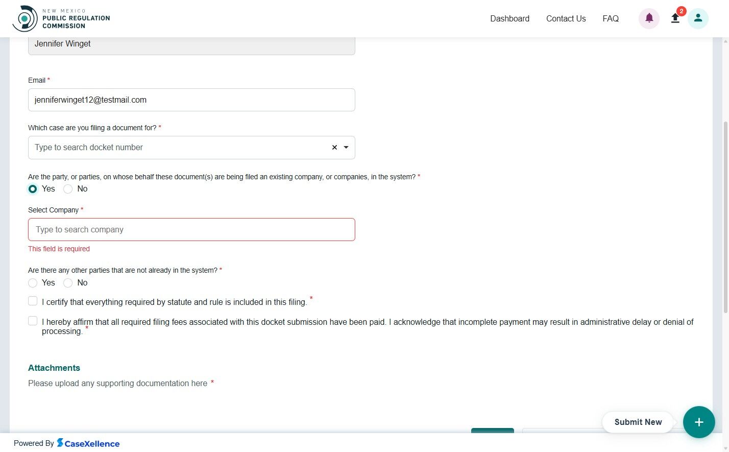 Company not in system - No