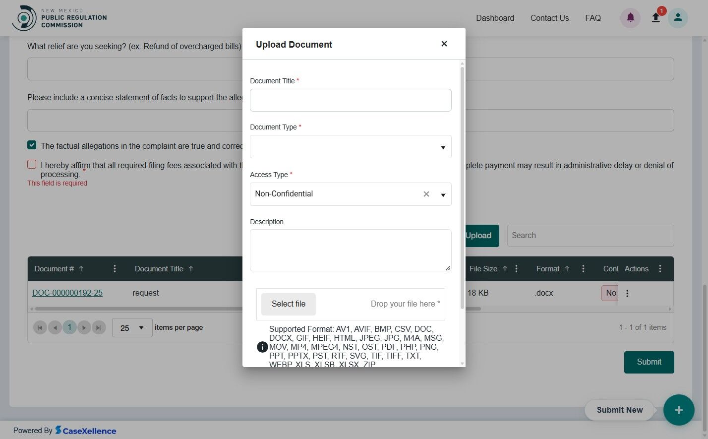 Document upload form