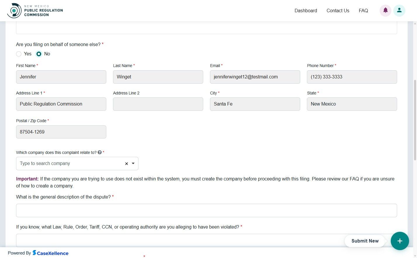 Auto-populated user information