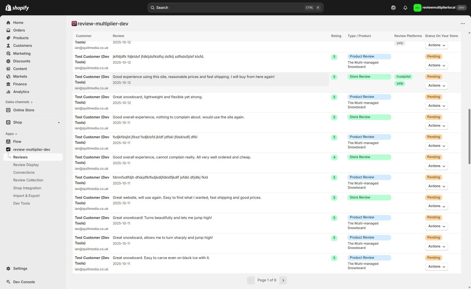 Click on store review