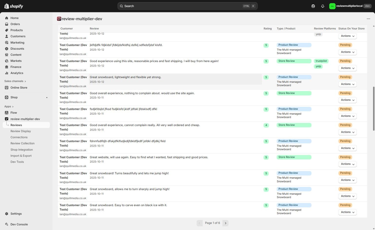 Click on product review