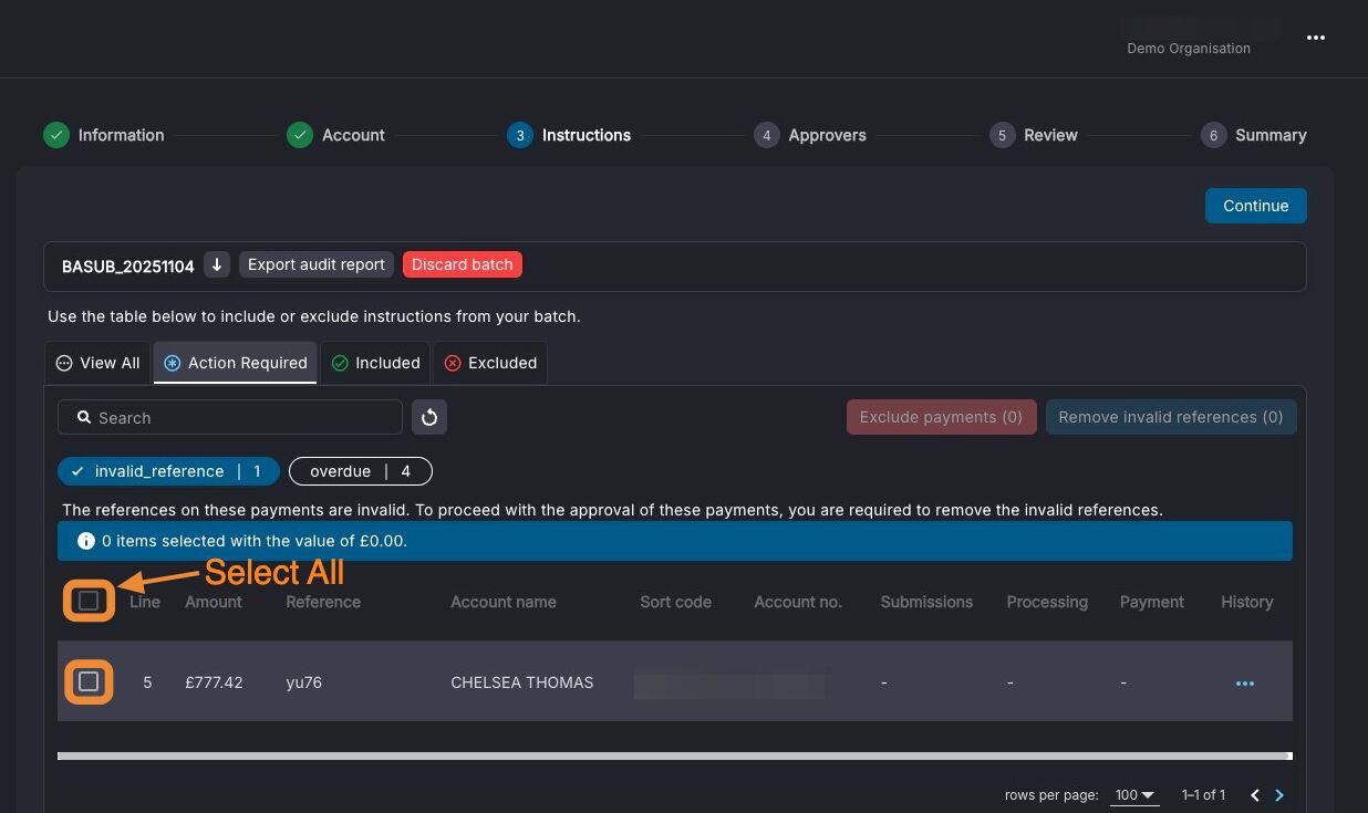 Selecting instructions in the list