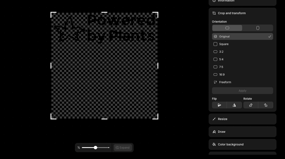 Grab crop lines and adjust, then click Apply