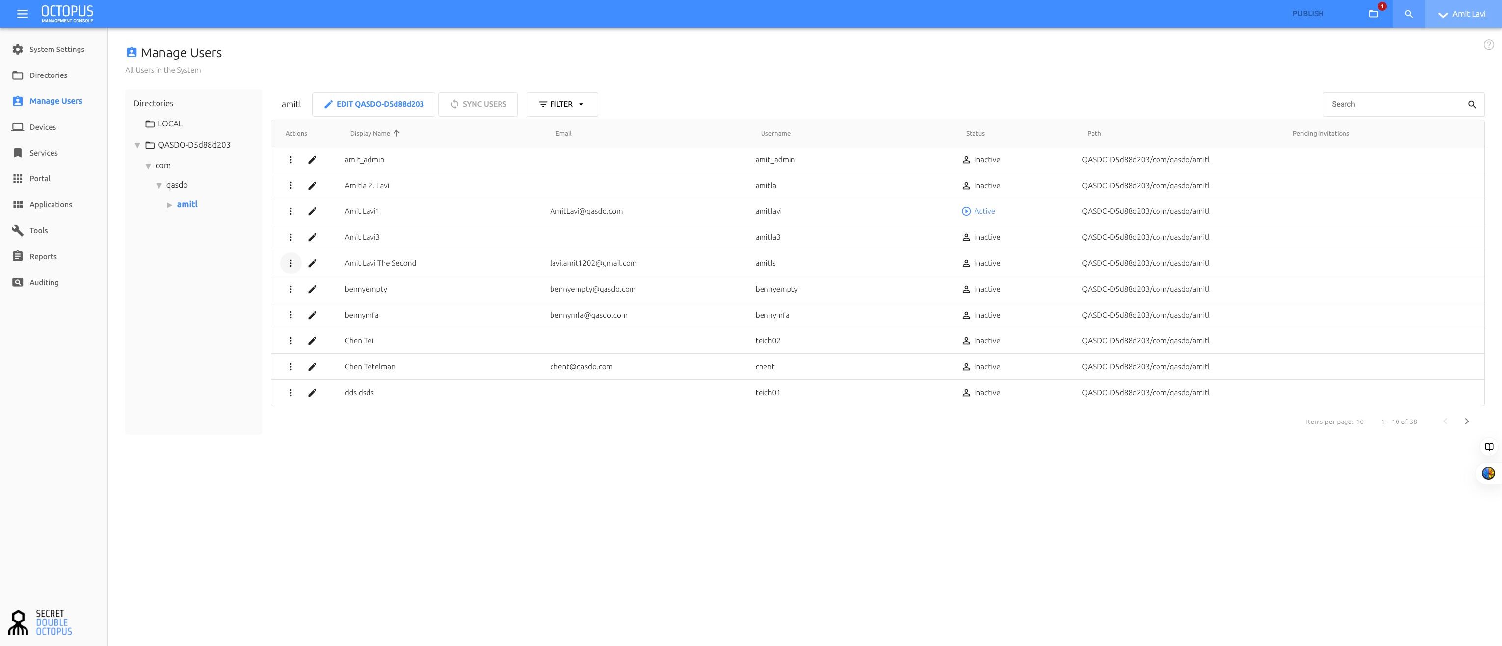 Navigate to Manage Users