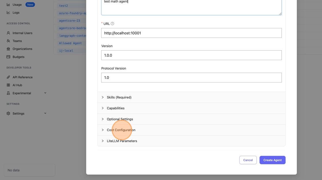 Click Cost Configuration