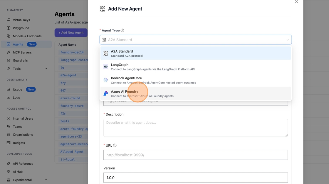 Select Azure AI Foundry