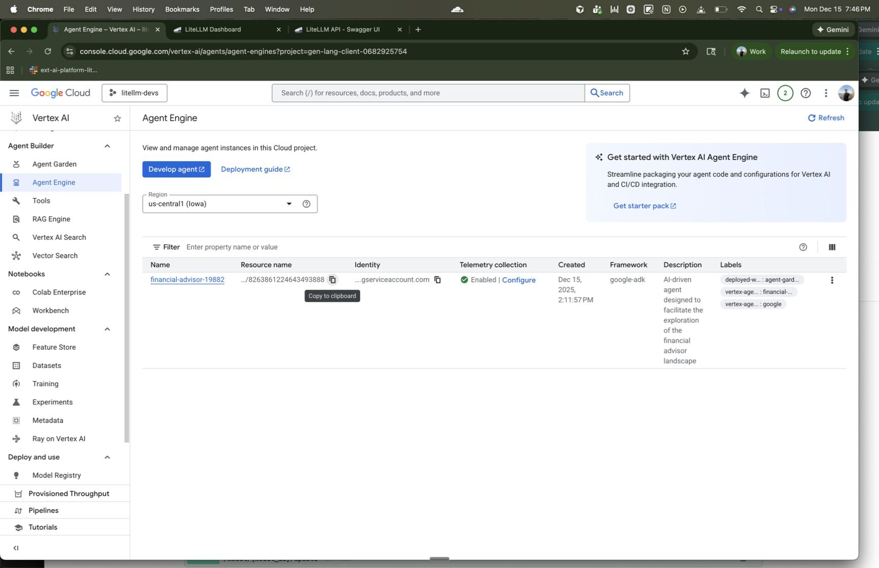 Copy Resource ID from Google Cloud Console