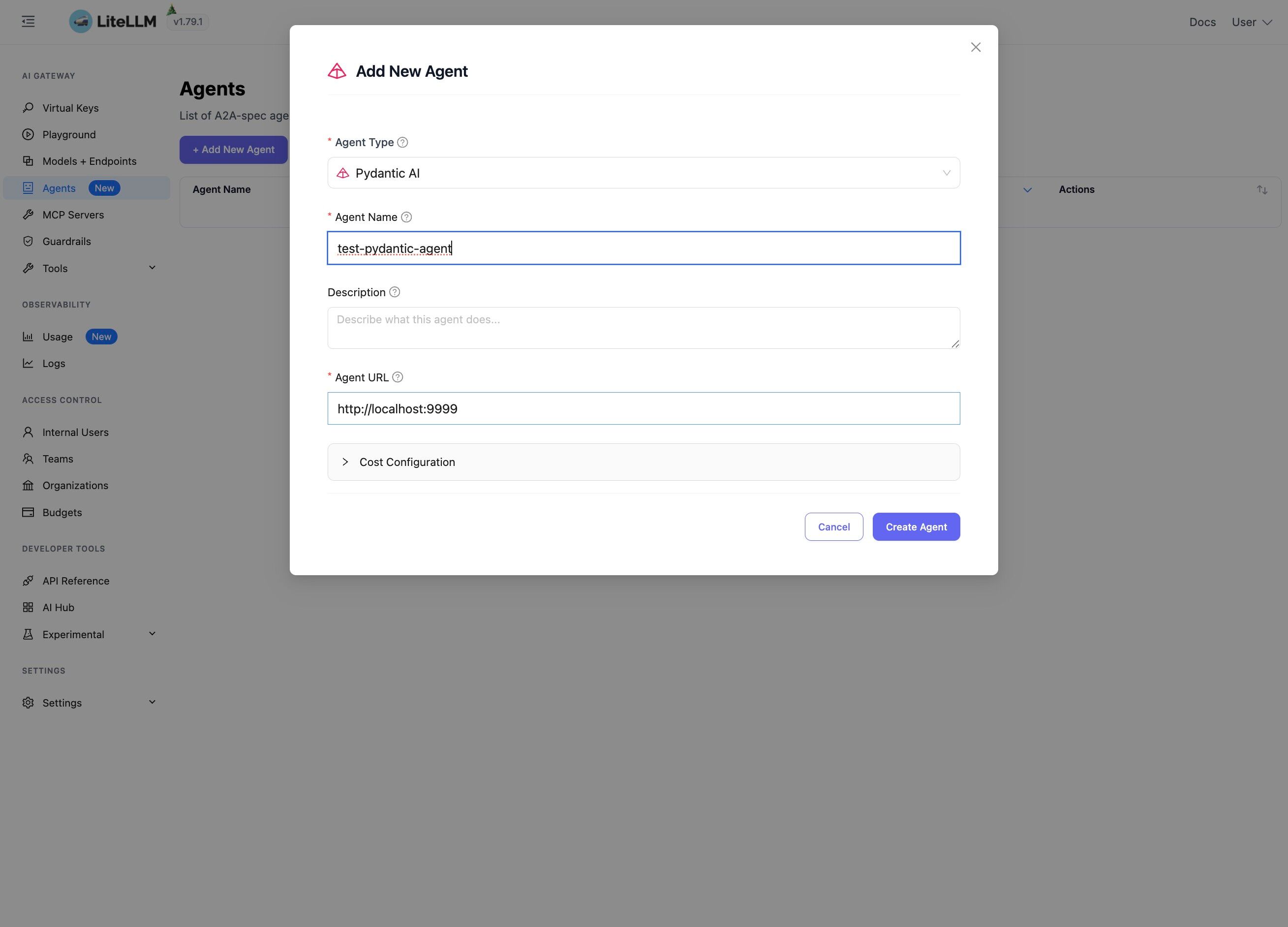 Enter Agent URL