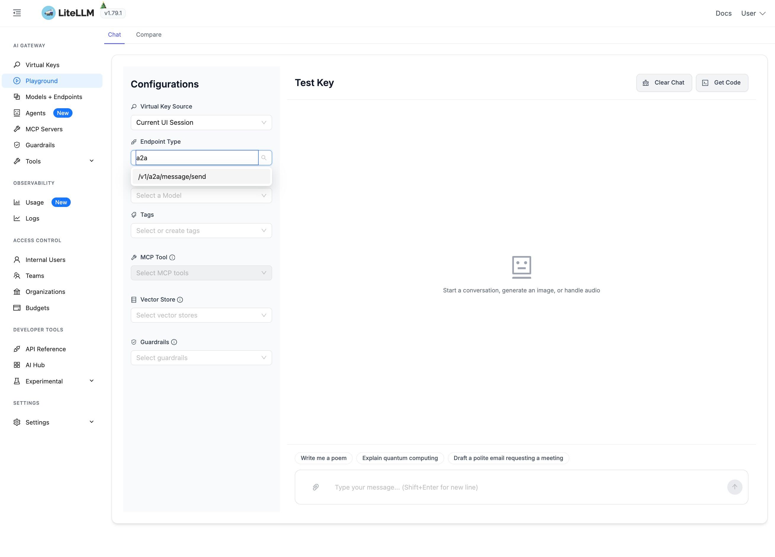Select A2A Endpoint