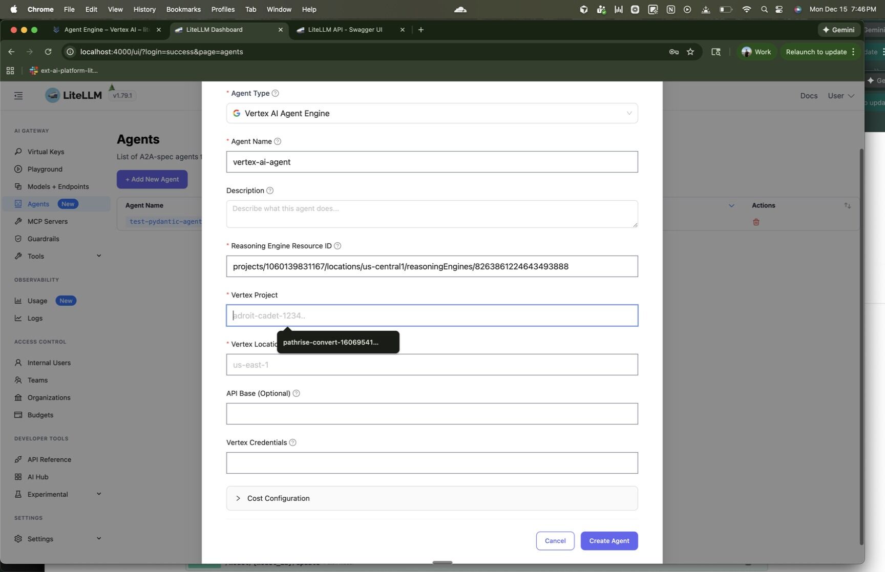 Enter Vertex Project