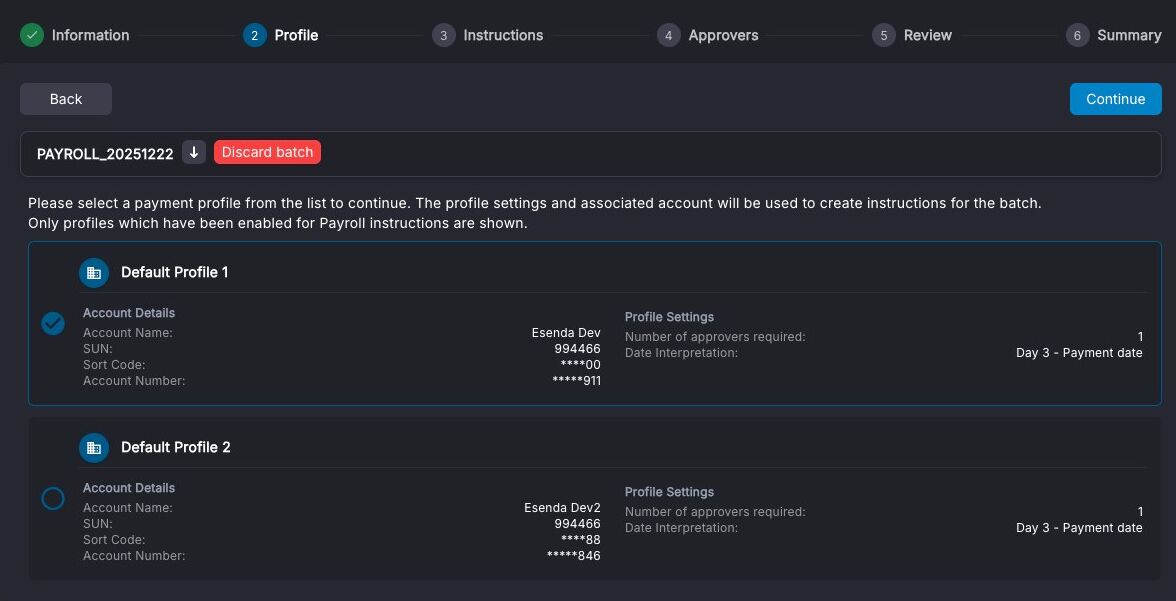 Continue button after selecting the account