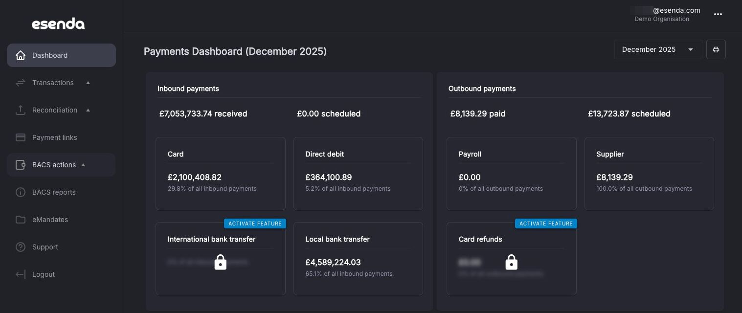 esenda portal overview screen