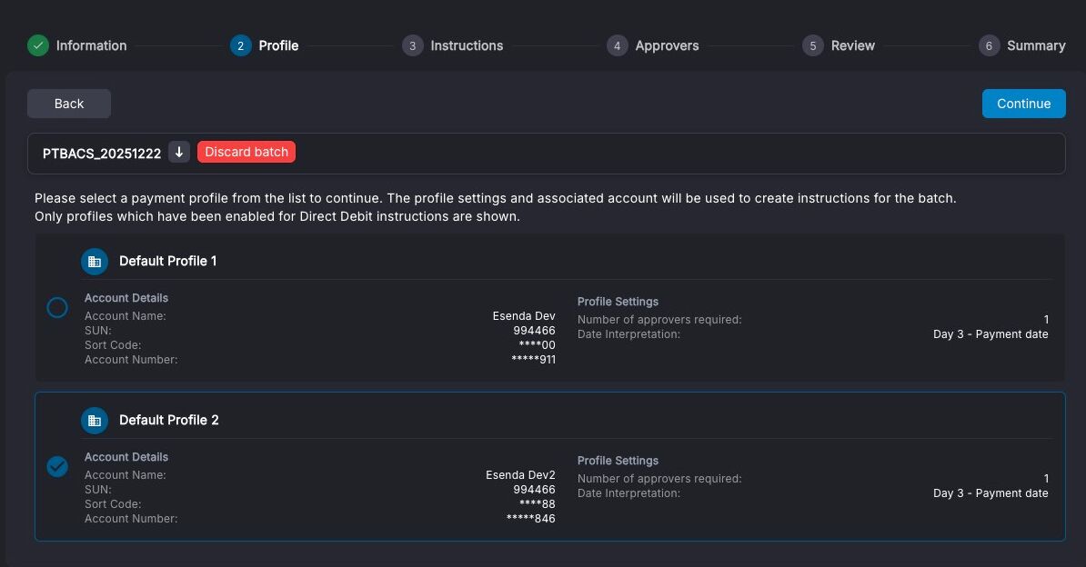 Continue button after selecting the account