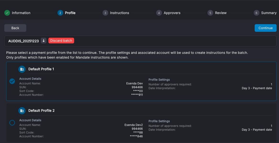 Continue button after selecting the account