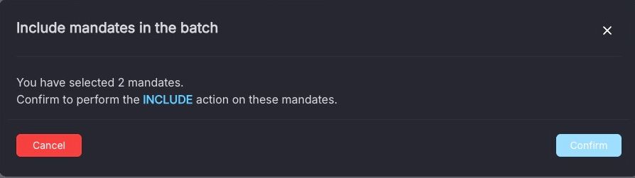 Confirmation pop-up window