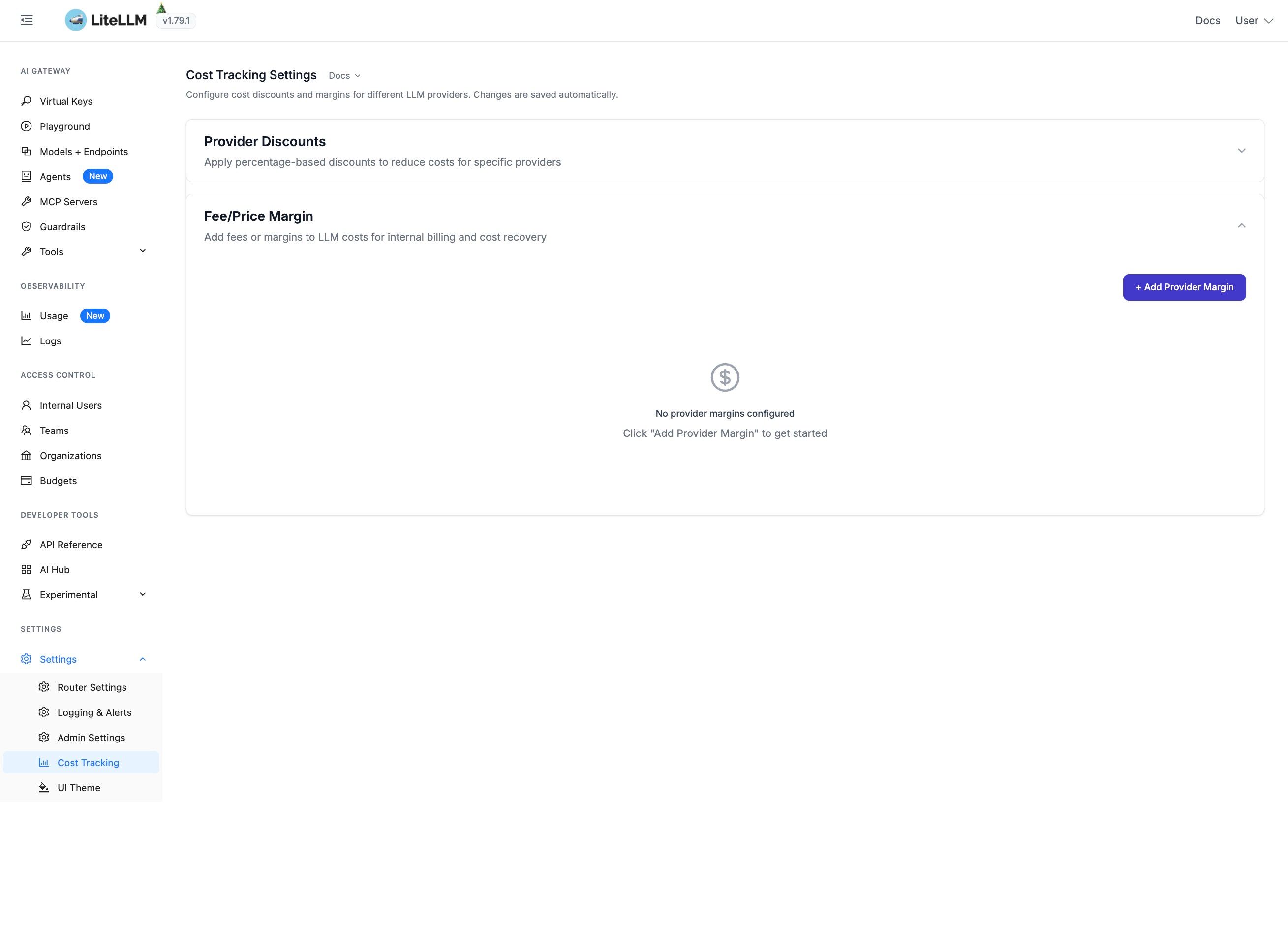 Click Add Provider Margin