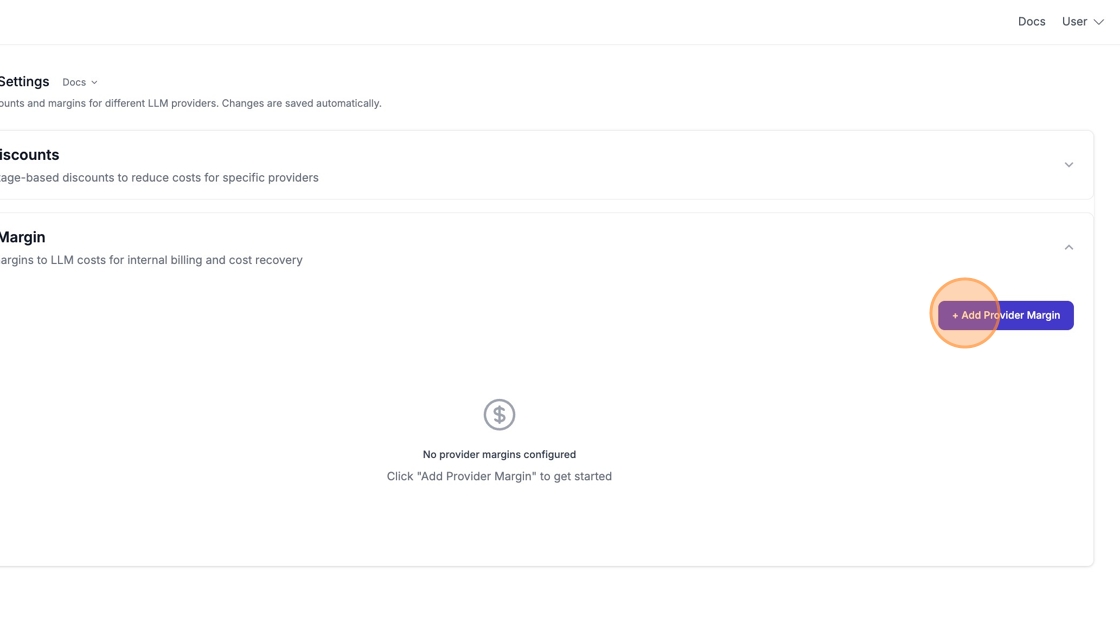 Click Add Provider Margin